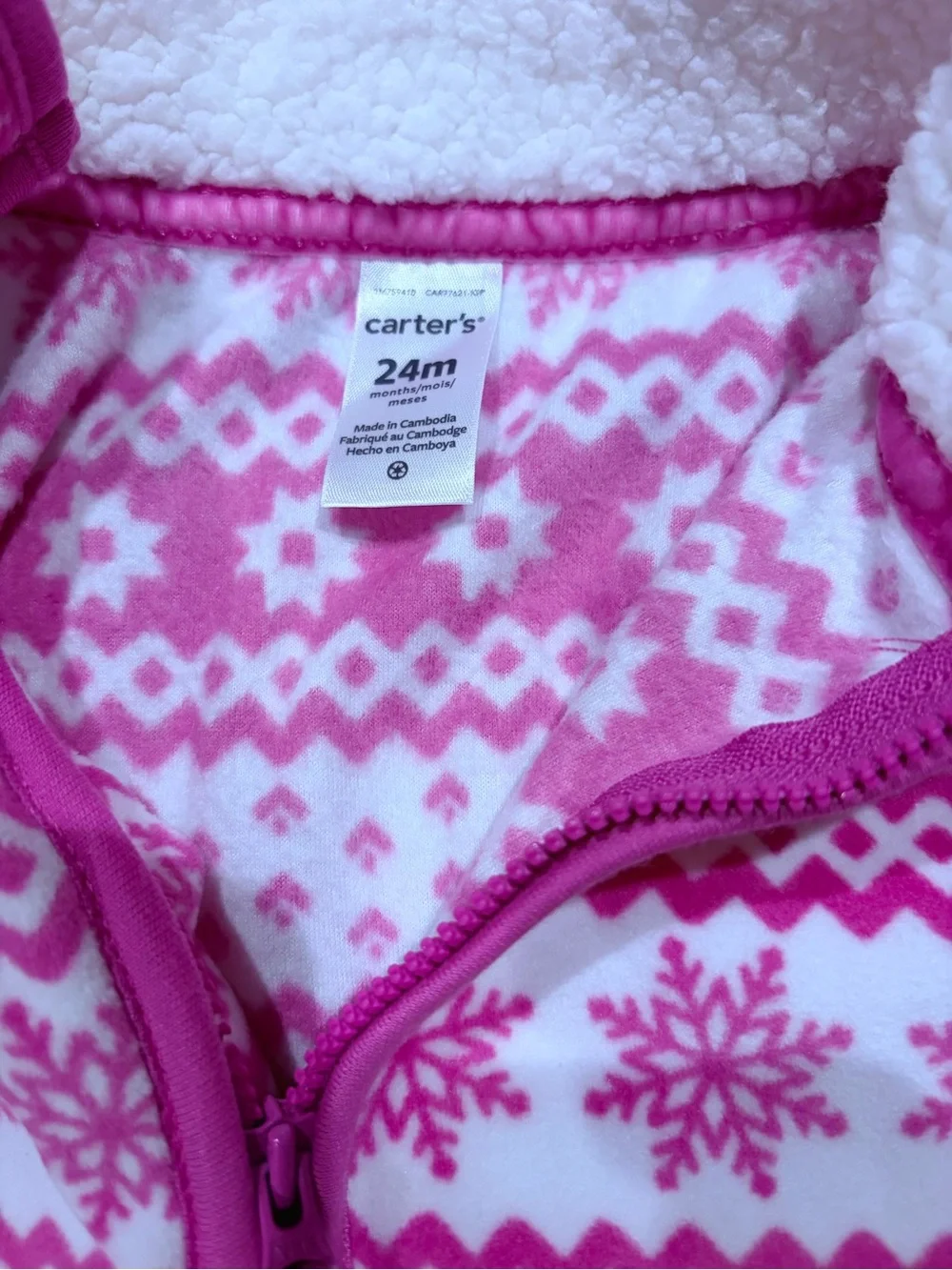 Carter’s toddler girl one piece snowflake print fleece outfit
